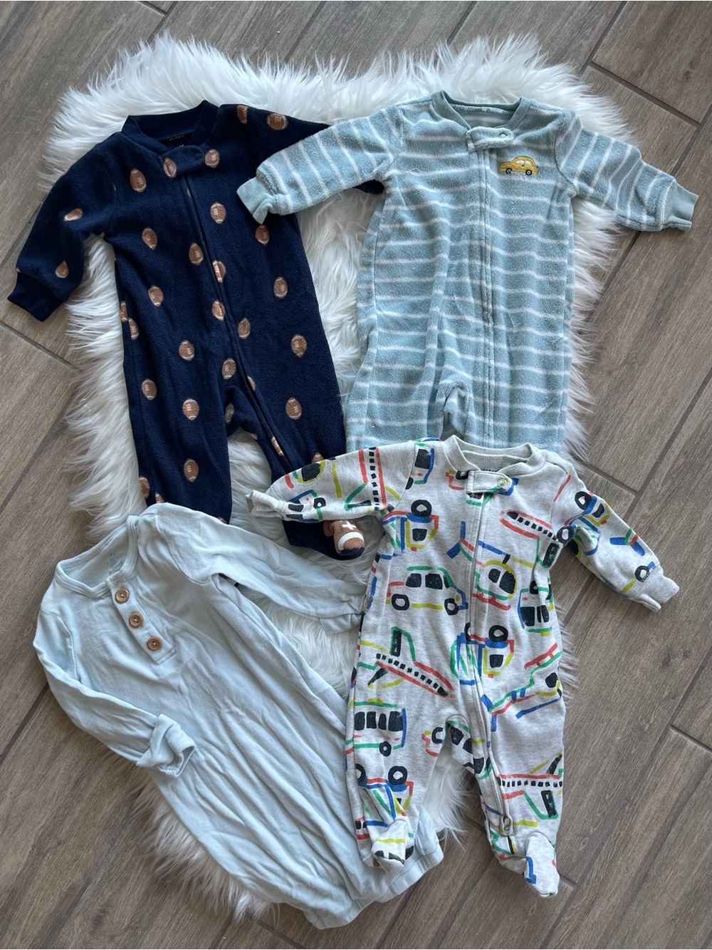 Blue & Gray Striped Baby One-Piece - Cozy Zip Footie Pajamas